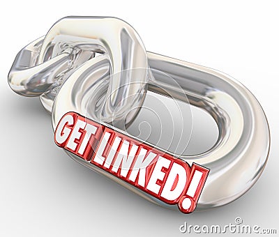 Get Linked 3d Red Word Chain Links Connected Network Stock Photo