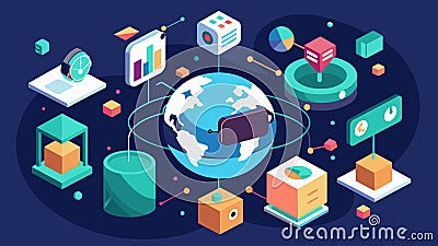 Get lost in a virtual world that evolves and adapts in realtime thanks to the constant flow of data infusion.. Vector Vector Illustration