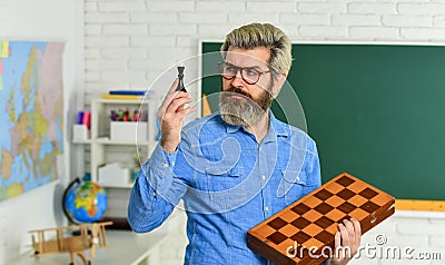get new experience. play chess at science centre. the next chess game. the school training. chess tournament at school Stock Photo