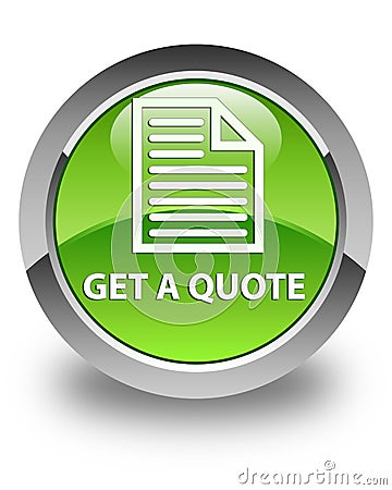 Get a quote (page icon) glossy green round button Cartoon Illustration