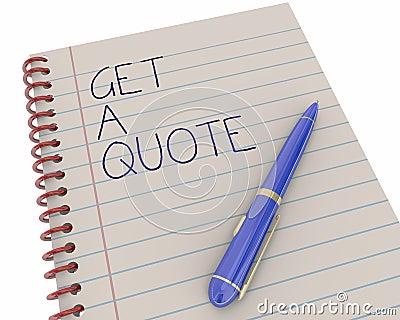 Get a Quote Price Estimate Notepad Pen Stock Photo