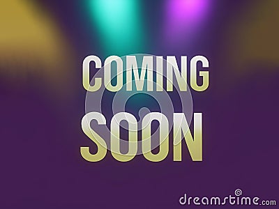 A purple disco club background with the words coming soon on it. Stock Photo