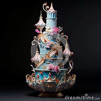 Delicious Topsy-Turvy: A gravity-defying cake that defies all expectations, featuring a whimsical blend of intricate Cartoon Illustration
