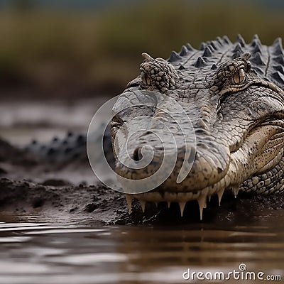Male and Female Saltwater Crocodiles in their Natural Habitat Stock Photo