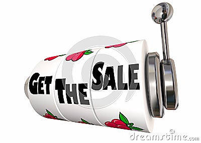 Get the Sale Selling Success Customer Slot Machine Stock Photo