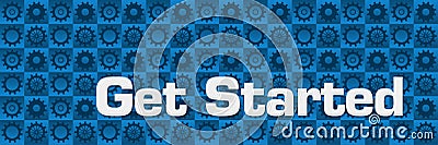 Get Started Blue Gears Square Texture Stock Photo