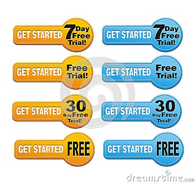 Get started - free trial button Stock Photo