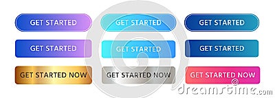 get started now rectangle shape button web promotion opportunity element decorative Stock Photo