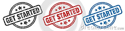 get started stamp. get started round isolated sign. Vector Illustration