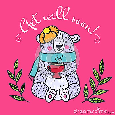 Get well soon card with teddy bear Stock Photo