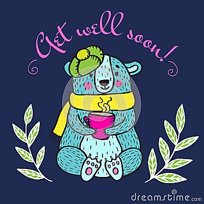 Get well soon card with teddy bear Stock Photo