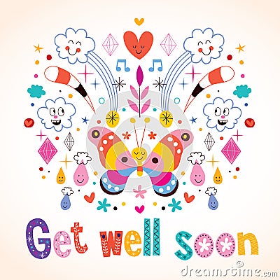Get well soon greeting card Vector Illustration