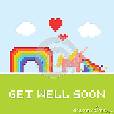 Get well soon unicorn Vector Illustration