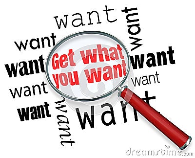 Get What You Want Words Magnifying Glass Find Stock Photo