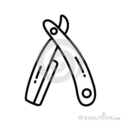 Get your hands on this carefully designed icon of straight razor, barber razor, safety razor Vector Illustration