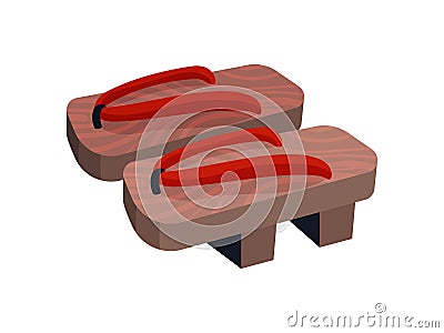 Geta traditional Japanese shoes. Vector illustration on white background. Vector Illustration