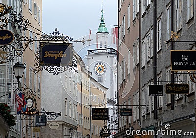 Getreidegasse street in Salzburg Editorial Stock Photo