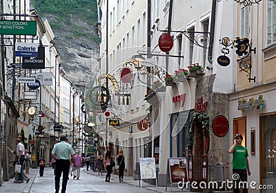 Getreidegasse street in Salzburg Editorial Stock Photo