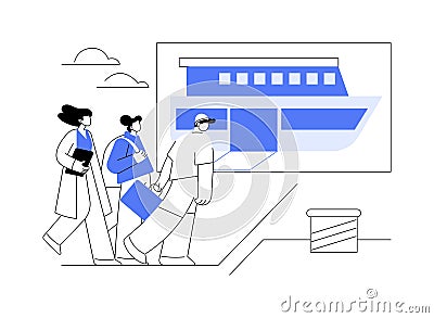 Getting on a boat abstract concept vector illustration. Vector Illustration