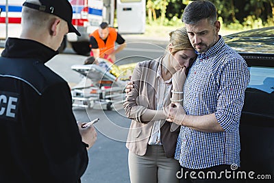 Getting the emergency ambulance service Stock Photo