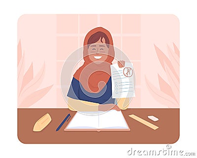 Getting high mark in exam 2D vector isolated illustration Vector Illustration