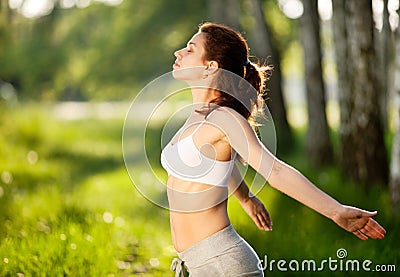 Getting pleasure from nature. Stock Photo