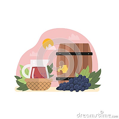 Getting ready for manufacturing organic natural wine Vector Illustration