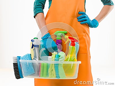 Getting ready for spring cleaning Stock Photo