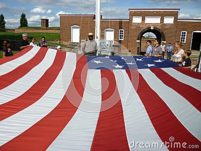 Getting Ready to Fold the Flag Editorial Stock Photo