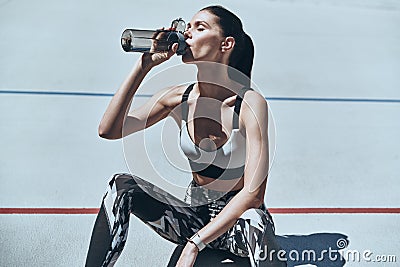 Getting refreshed. Stock Photo