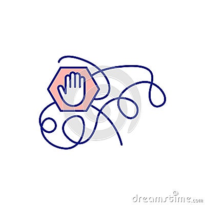 Getting rid of wires red RGB color icon Vector Illustration
