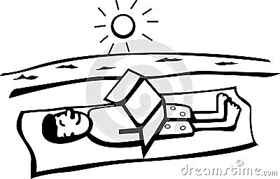 Getting a tan in the beach vector illustration Vector Illustration