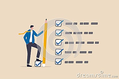 Getting things done, completed tasks or business accomplishment, finished checklist, achievement or project progression concept, Vector Illustration