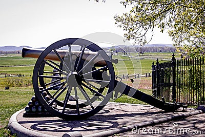 Gettysburg Cannon and Cannonballs Stock Photo