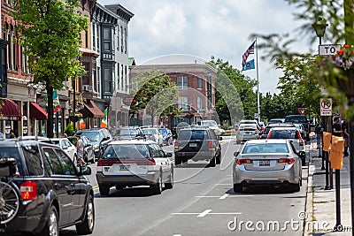 Traffic in Downtown Gettysburg Editorial Stock Photo