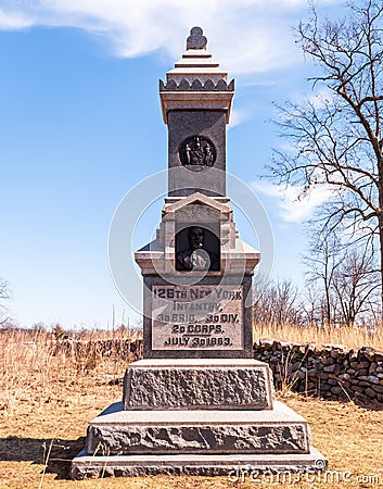 Gettysburg, Pennsylvania, USA March 13, 2021 Military monuments on the battlefield at Gettysburg National Military Park Editorial Stock Photo