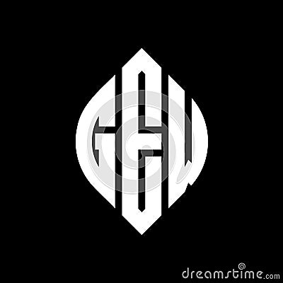 GEW circle letter logo design with circle and ellipse shape. GEW ellipse letters with typographic style. The three initials form a Vector Illustration