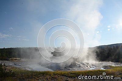 erupting geysers in Yellowstone National Park Stock Photo