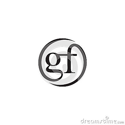 GF initial letters loop linked circle monogram logo Vector Illustration