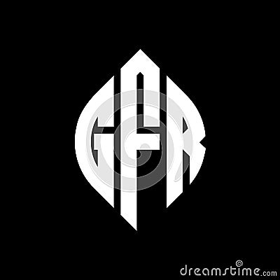 GFR circle letter logo design with circle and ellipse shape. GFR ellipse letters with typographic style. The three initials form a Vector Illustration