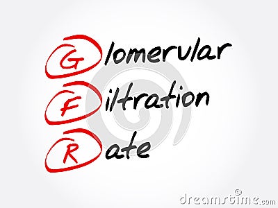 GFR - Glomerular Filtration Rate acronym Stock Photo