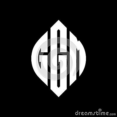 GGM circle letter logo design with circle and ellipse shape. GGM ellipse letters with typographic style. The three initials form a Vector Illustration