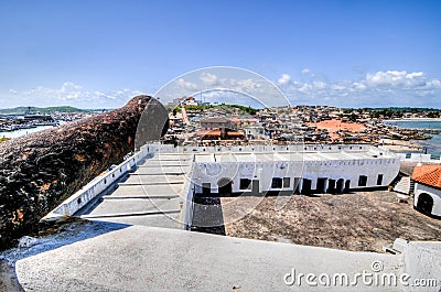 Ghana: Cannons of Elmina Castle World Heritage Site, History of Stock Photo