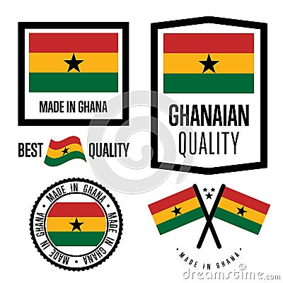 Ghana quality label set for goods Vector Illustration