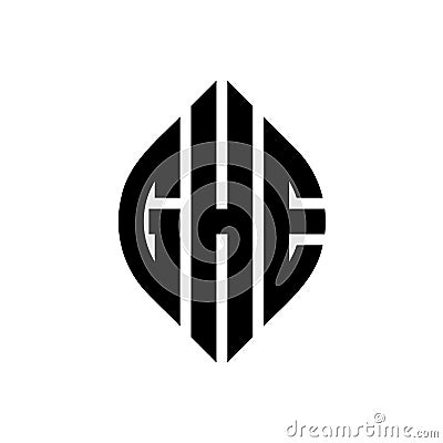 GHE circle letter logo design with circle and ellipse shape. GHE ellipse letters with typographic style. The three initials form a Vector Illustration
