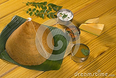 Ghee Roast Dosa Recipe is a classic South Indian Breakfast Tiffin Stock Photo