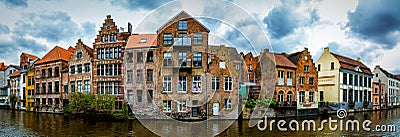 Ghent Belgium - beautiful view over traditional houses Editorial Stock Photo