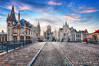 Ghent, Belgium at day, Gent old town Stock Photo