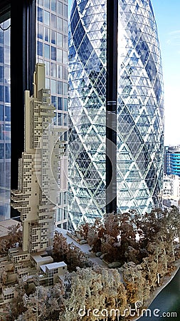 The Gherkin seen from the Leadenhall Building Editorial Stock Photo