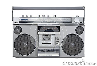 classic 1980s boom box ghettoblaster isolated on white background Stock Photo